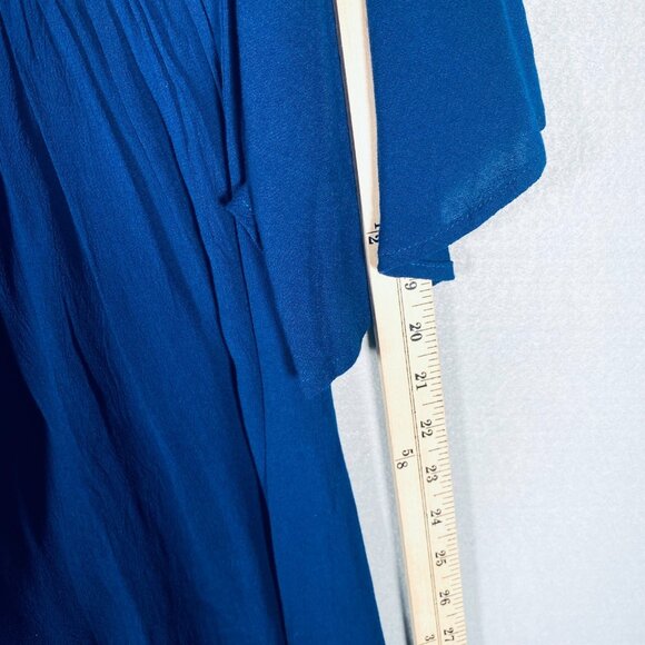 Umgee Dress Womens M Blue Velvet Floral Embroidered Smocked Mini - Picture 11 of 12